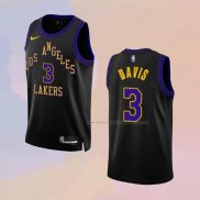 Camiseta Los Angeles Lakers Anthony Davis NO 3 Ciudad 2023-24 Negro