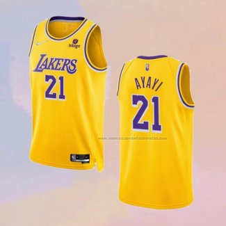 Camiseta Los Angeles Lakers Joel Ayayi NO 21 75th Anniversary 2021-22 Amarillo