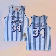 Camiseta Los Angeles Lakers Shaquille O'Neal NO 34 Mitchell & Ness 1996-97 Azul Blanco