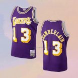 Camiseta Los Angeles Lakers Wilt Chamberlain NO 13 Mitchell & Ness 1971-72 Violeta