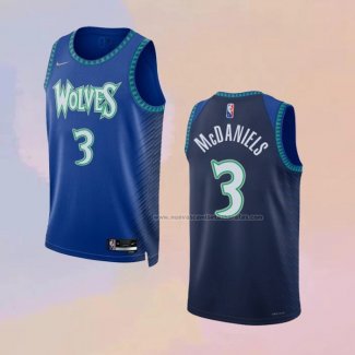 Camiseta Minnesota Timberwolves Jaden McDaniels NO 3 Ciudad 2021-22 Azul