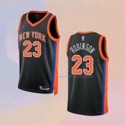 Camiseta New York Knicks Mitchell Robinson NO 23 Ciudad 2022-23 Negro