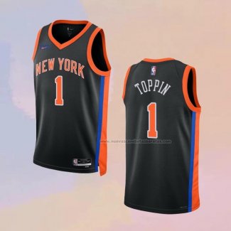 Camiseta New York Knicks Obi Toppin NO 1 Ciudad 2022-23 Negro