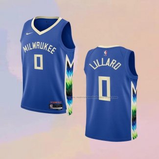 Camiseta Nino Milwaukee Bucks Damian Lillard NO 0 Ciudad 2022-23 Azul