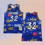 Camiseta Orlando Magic Shaquille O'Neal NO 32 Slap Sticker Mitchell & Ness 1994-95 Azul