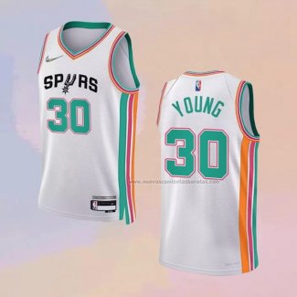 Camiseta San Antonio Spurs Thaddeus Young NO 30 Ciudad 2021-22 Blanco