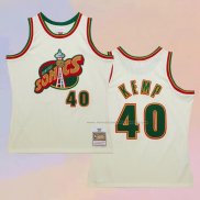 Camiseta Seattle SuperSonics Shawn Kemp NO 40 Mitchell & Ness Chainstitch Crema