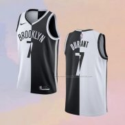 Camiseta Brooklyn Nets Kevin Durant NO 7 Split Negro Blanco