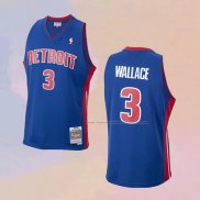 Camiseta Detroit Pistons Ben Wallace NO 3 Mitchell & Ness 2003-04 Azul