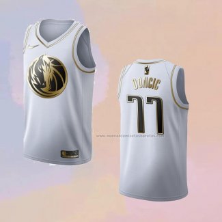 Camiseta Golden Edition Dallas Mavericks Luka Doncic NO 77 Blanco