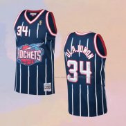 Camiseta Houston Rockets Hakeem Olajuwon NO 34 Mitchell & Ness 1996-97 Azul2