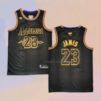 Camiseta Los Angeles Lakers Lebron James NO 23 Black Mamba Negro