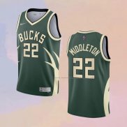 Camiseta Milwaukee Bucks Khris Middleton NO 22 Earned 2020-21 Verde