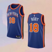 Camiseta New York Knicks Isaiah Roby NO 18 Ciudad 2023-24 Azul