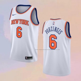 Camiseta New York Knicks Kristaps Porzingis NO 6 Association Blanco