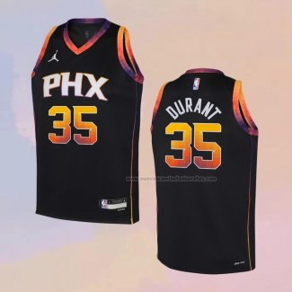 Camiseta Nino Phoenix Suns Kevin Durant NO 35 Statement 2022-23 Negro