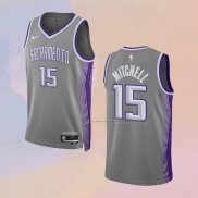 Camiseta Sacramento Kings Davion Mitchell NO 15 Ciudad 2022-23 Gris