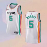 Camiseta San Antonio Spurs Dejounte Murray NO 5 Ciudad 2021-22 Blanco