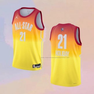 Camiseta All Star 2023 Milwaukee Bucks Jrue Holiday NO 21 Naranja