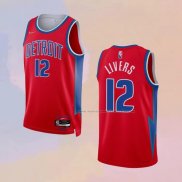 Camiseta Detroit Pistons Isaiah Livers NO 12 Ciudad 2021-22 Rojo