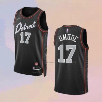 Camiseta Detroit Pistons Stanley Umude NO 17 Ciudad 2023-24 Negro