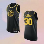 Camiseta Golden State Warriors Stephen Curry NO 30 Ciudad 2021-22 Autentico Negro