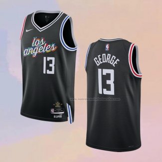 Camiseta Los Angeles Clippers Paul George NO 13 Ciudad 2022-23 Negro