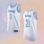 Camiseta Los Angeles Lakers Anthony Davis NO 3 Ciudad Autentico 2020-21 Blanco