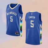 Camiseta Milwaukee Bucks Jevon Carter NO 5 Ciudad 2022-23 Azul