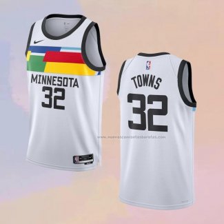 Camiseta Minnesota Timberwolves Karl-Anthony Towns NO 32 Ciudad 2022-23 Blanco