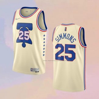 Camiseta Philadelphia 76ers Ben Simmons NO 25 Earned 2020-21 Crema