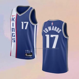 Camiseta Sacramento Kings Kessler Edwards NO 17 Ciudad 2023-24 Azul