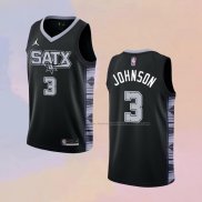 Camiseta San Antonio Spurs Keldon Johnson NO 3 Statement 2022-23 Negro