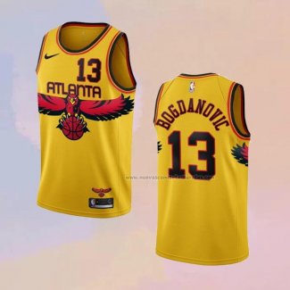 Camiseta Atlanta Hawks Bogdan Bogdanovic NO 13 Ciudad 2021-22 Amarillo