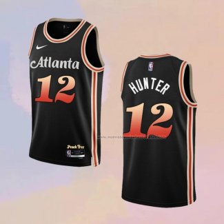 Camiseta Atlanta Hawks De'andre Hunter NO 12 Ciudad 2022-23 Negro