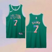 Camiseta Boston Celtics Jaylen Brown NO 7 75th Bandera Edition Verde