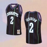 Camiseta Charlotte Hornets Larry Johnson NO 2 Mitchell & Ness 1992-93 Negro