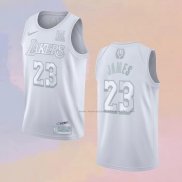 Camiseta Los Angeles Lakers LeBron James NO 23 MVP Blanco