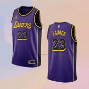 Camiseta Los Angeles Lakers LeBron James NO 23 Statement 2022-23 Violeta