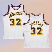 Camiseta Los Angeles Lakers Magic Johnson NO 32 Mitchell & Ness 1984-85 Blanco