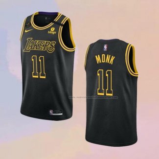 Camiseta Los Angeles Lakers Malik Monk NO 11 Mamba 2021-22 Negro