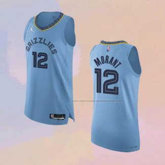 Camiseta Memphis Grizzlies Ja Morant NO 12 Statement Autentico 2021-22 Azul