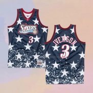 Camiseta Philadelphia 76ers Allen Iverson NO 3 Independence Day Mitchell & Ness Negro