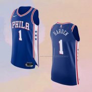 Camiseta Philadelphia 76ers James Harden NO 1 Icon 2021-2022 Autentico Azul