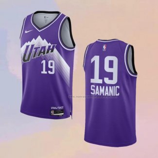 Camiseta Utah Jazz Luka Samanic NO 19 Ciudad 2023-24 Violeta