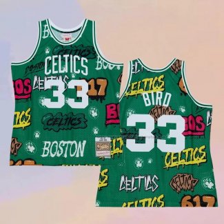 Camiseta Boston Celtics Larry Bird NO 33 Slap Sticker Mitchell & Ness 1985-86 Verde