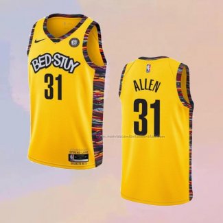 Camiseta Brooklyn Nets Jarrett Allen NO 31 Ciudad 2020-21 Amarillo