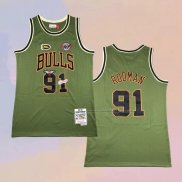 Camiseta Chicago Bulls Dennis Rodman NO 91 Mitchell & Ness 1997-98 Verde