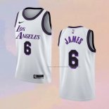 Camiseta Los Angeles Lakers LeBron James NO 6 Ciudad 2022-23 Blanco