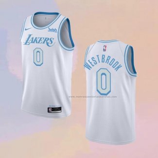 Camiseta Los Angeles Lakers Russell Westbrook NO 0 Ciudad 2020-21 Blanco